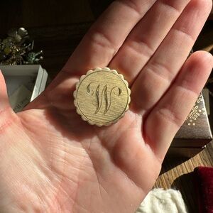 Gold Monogrammed Brooch W